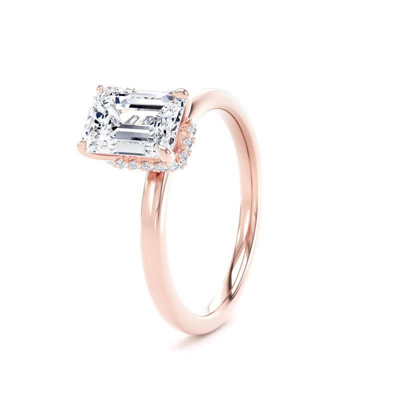 Alma Emerald Cut Engagement Ring in 9ct Rose Gold