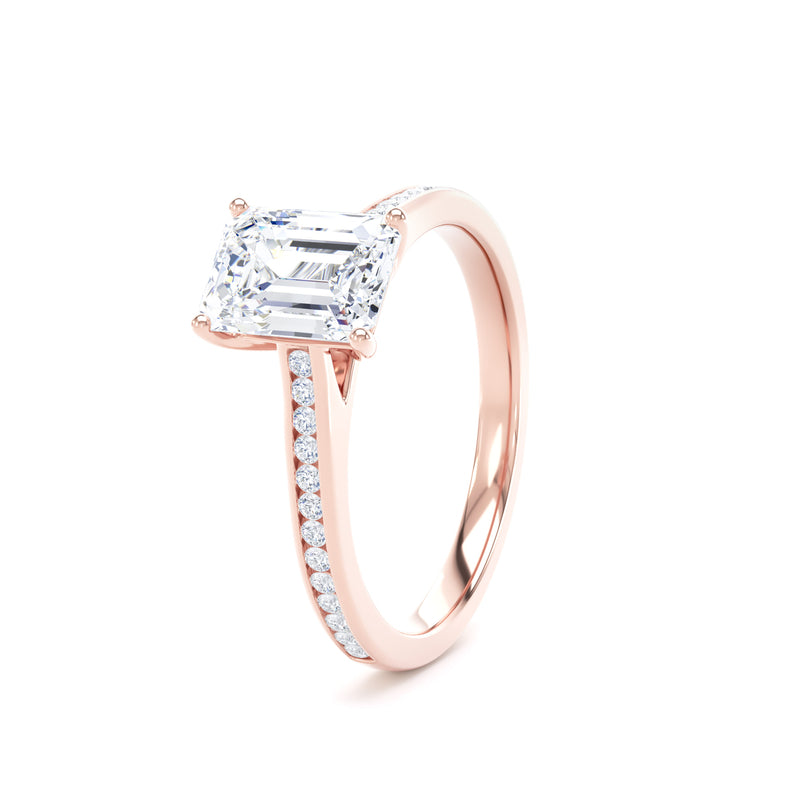 Zoe Emerald Cut Engagement Ring in 9ct Rose Gold