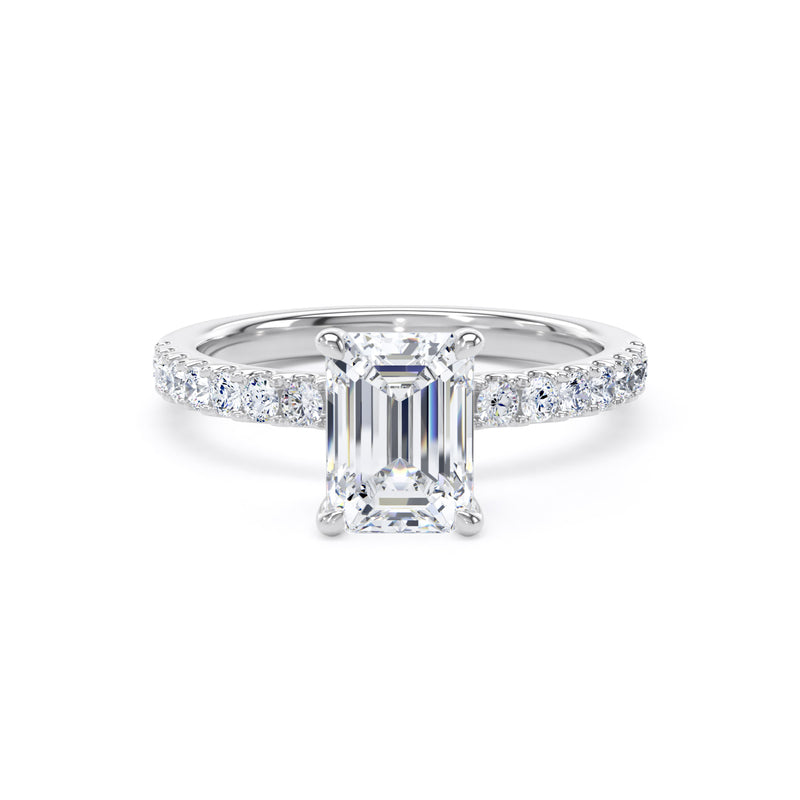 Zara Emerald Cut Engagement Ring in 18ct White Gold