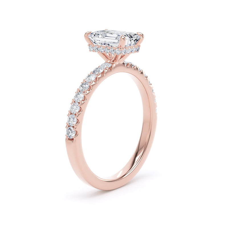 Wren Emerald Cut Engagement Ring in 9ct Rose Gold