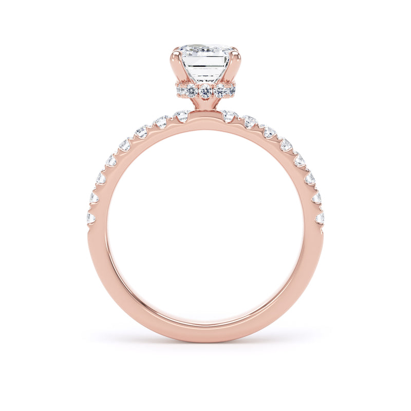 Violet Emerald Cut Engagement Ring in 9ct Rose Gold