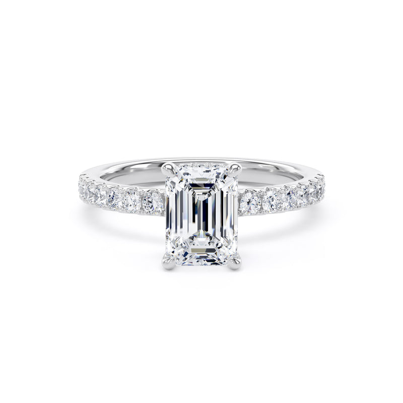 Violet Emerald Cut Engagement Ring in 18ct White Gold