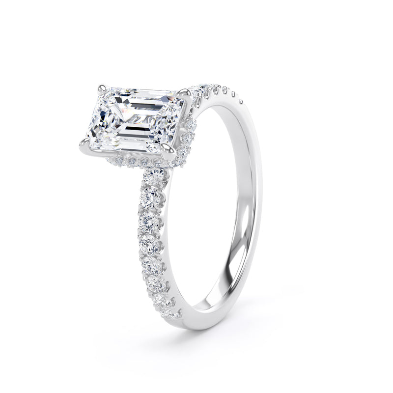 Violet Emerald Cut Engagement Ring in 9ct White Gold