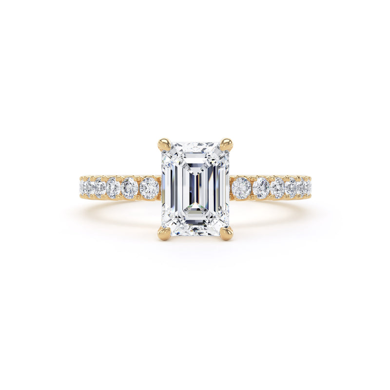 Violet Emerald Cut Engagement Ring in 18ct Yellow Gold