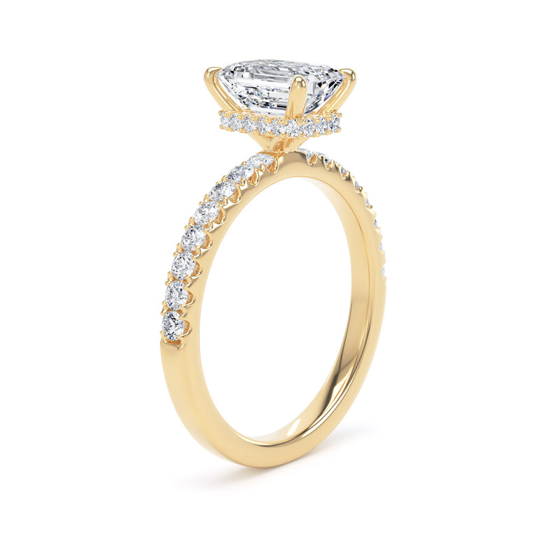 Violet Emerald Cut Engagement Ring in 18ct Yellow Gold