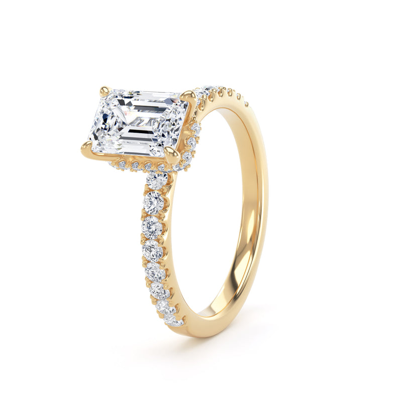 Violet Emerald Cut Engagement Ring in 18ct Yellow Gold