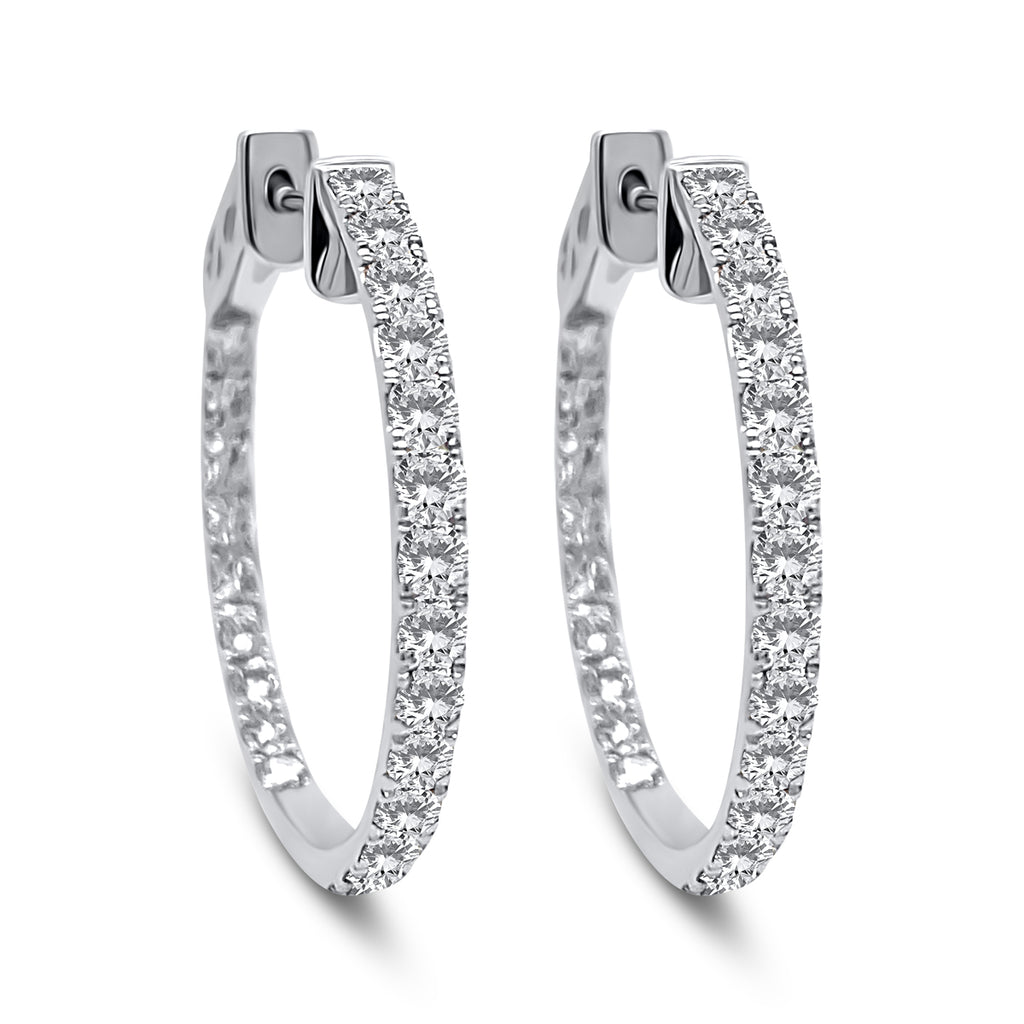 18K White Gold 1.50ct Diamond Hoop Earrings