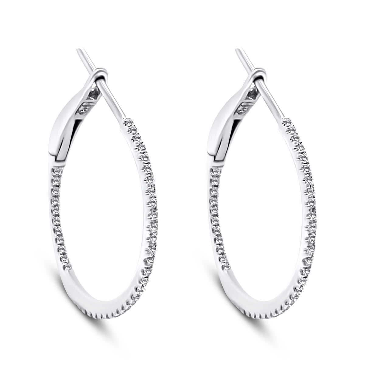 18K White Gold 0.17ct Diamond Hoop Earrings