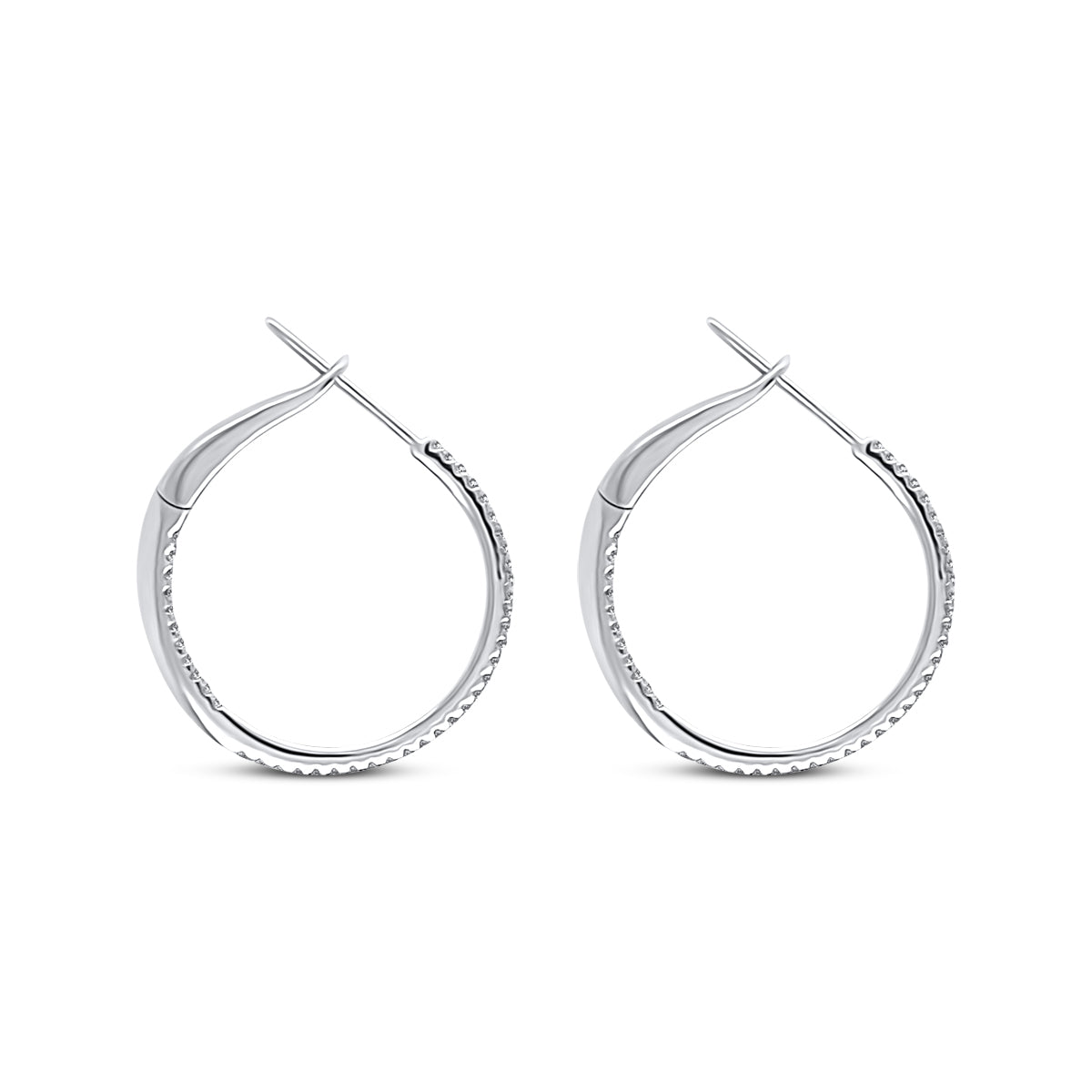 18K White Gold 0.17ct Diamond Hoop Earrings
