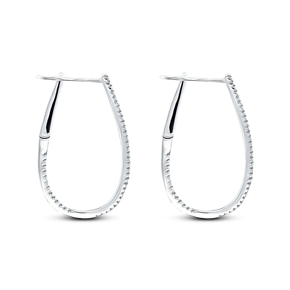 18K White Gold 0.18ct Diamond Hoop Earrings