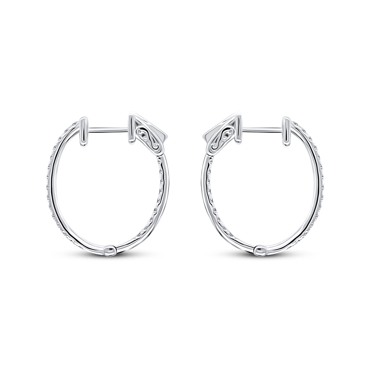 18K White Gold 0.53ct Diamond Oval Hoop Earrings