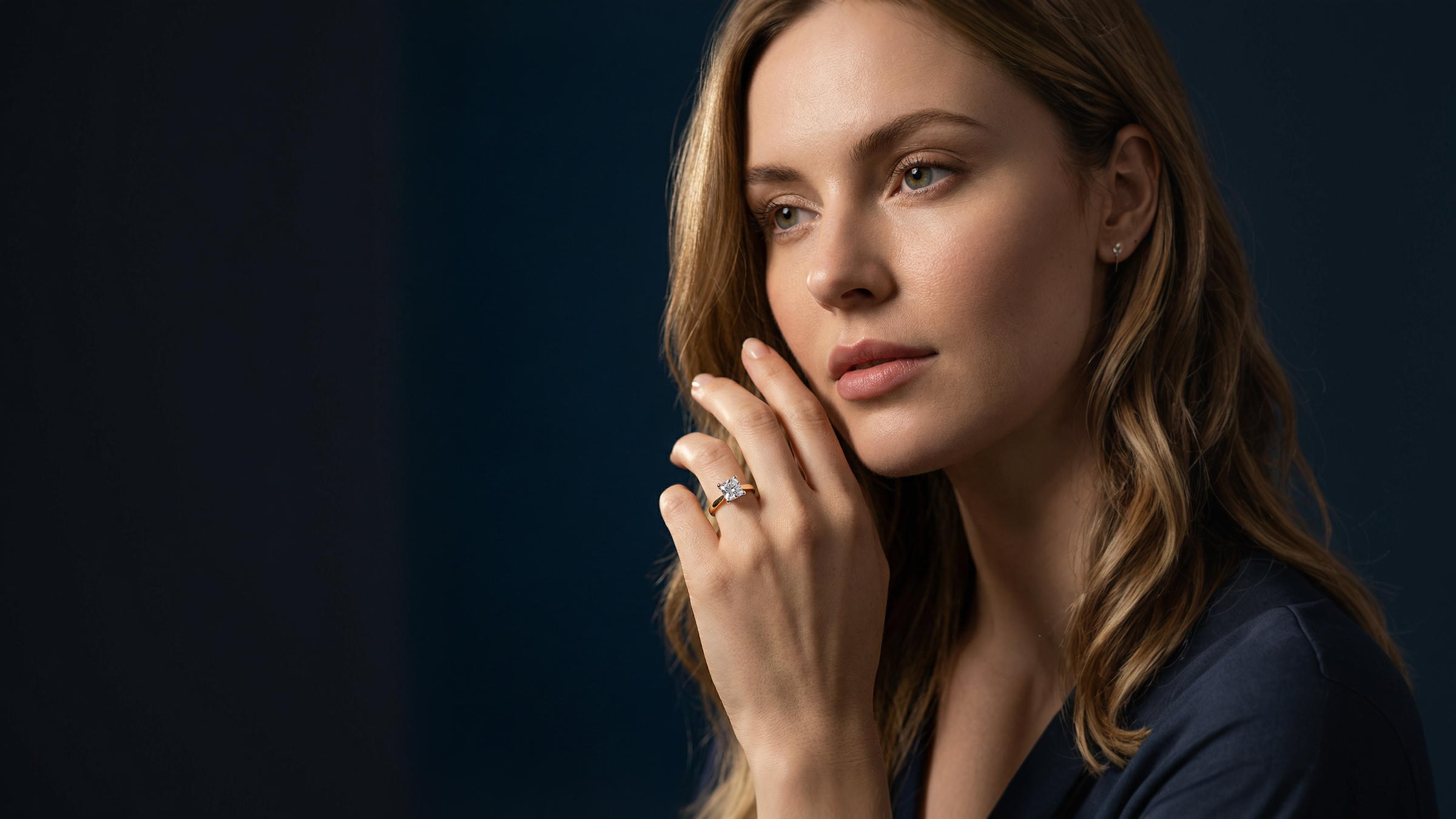 Model wearing diamond ring