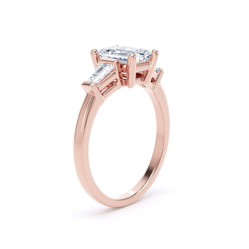 Tia Emerald Cut Engagement Ring in 9ct Rose Gold
