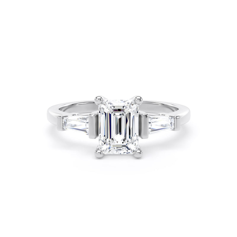 Tia Emerald Cut Engagement Ring in 18ct White Gold