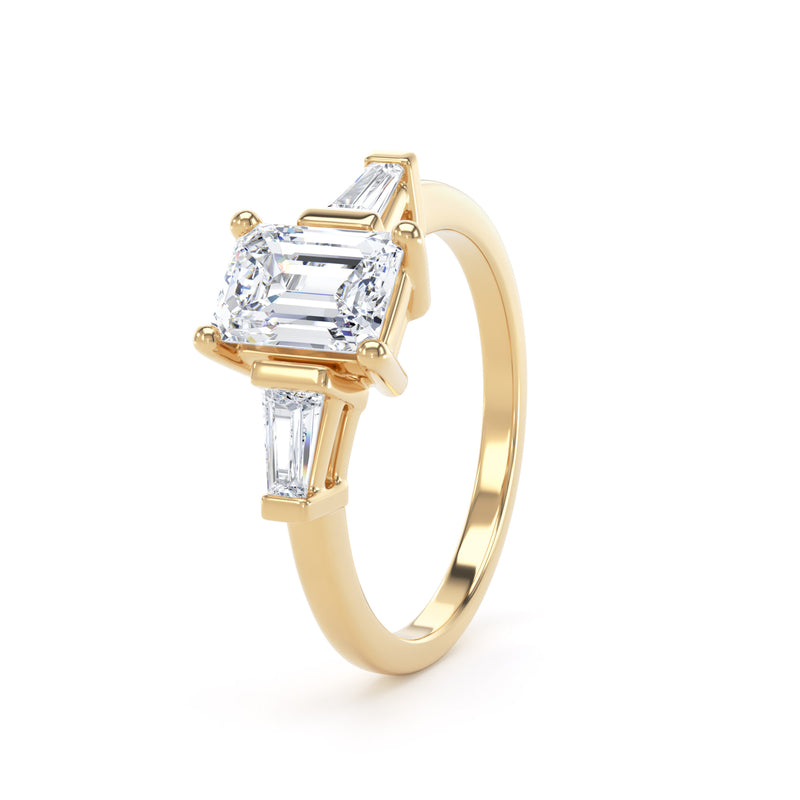 Tia Emerald Cut Engagement Ring in 9ct Yellow Gold
