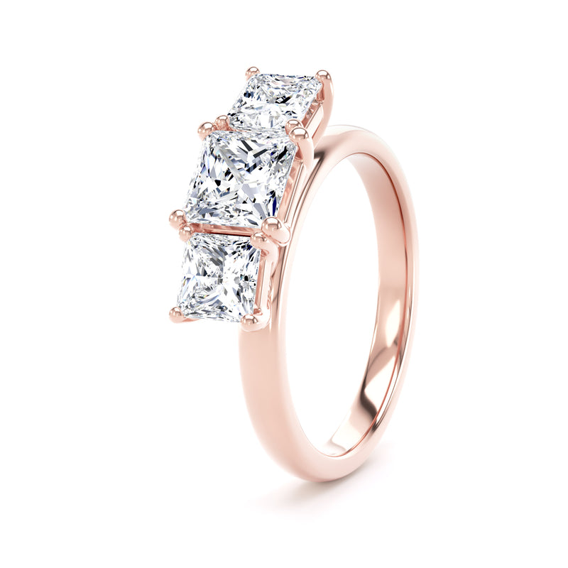 Sloane Princess Cut Engagement Ring in 9ct Rose Gold