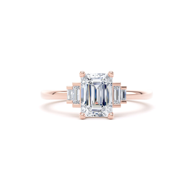 Rose Emerald Cut Engagement Ring in 9ct Rose Gold