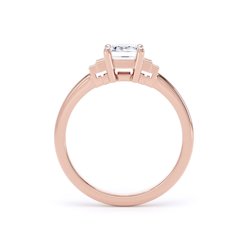 Rose Emerald Cut Engagement Ring in 9ct Rose Gold