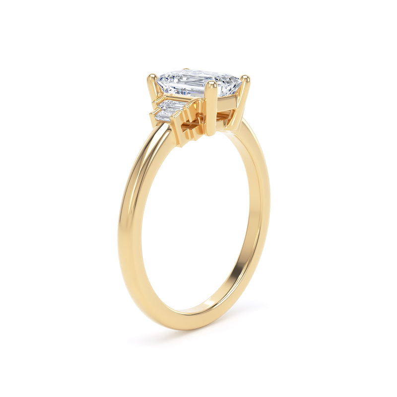 Rose Emerald Cut Engagement Ring in 18ct Yellow Gold