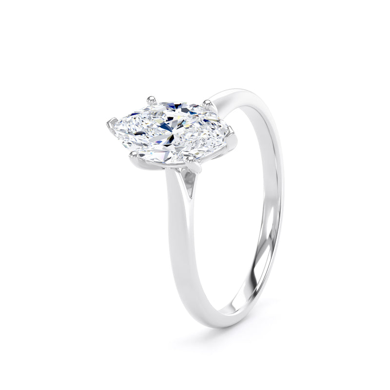 Poppy Marquise Cut Engagement Ring in 18ct White Gold