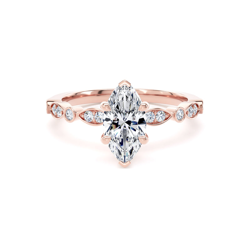Star Marquise Cut Engagement Ring in 9ct Rose Gold