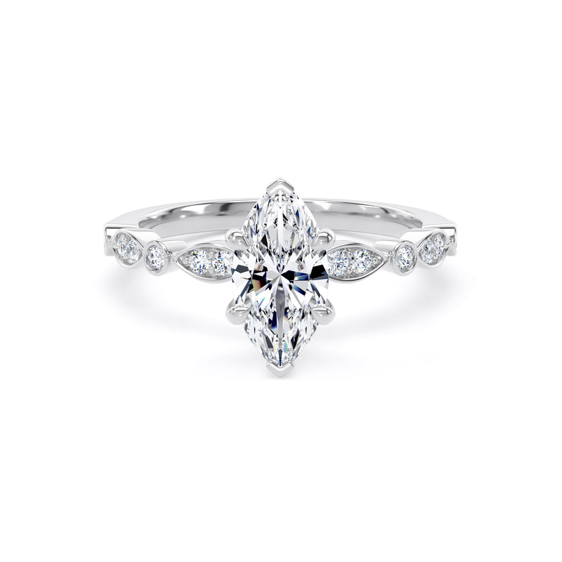 Star Marquise Cut Engagement Ring in Platinum 950