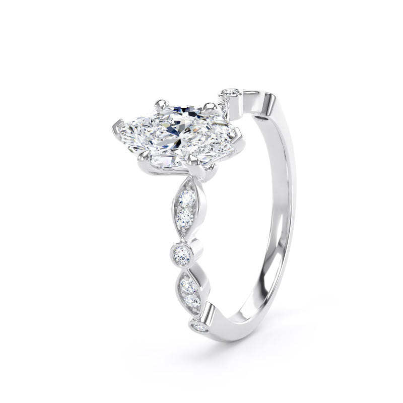 Star Marquise Cut Engagement Ring in 18ct White Gold