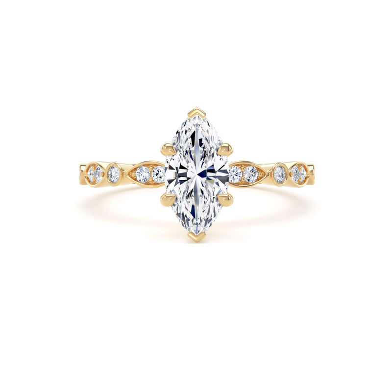 Star Marquise Cut Engagement Ring in 9ct Yellow Gold