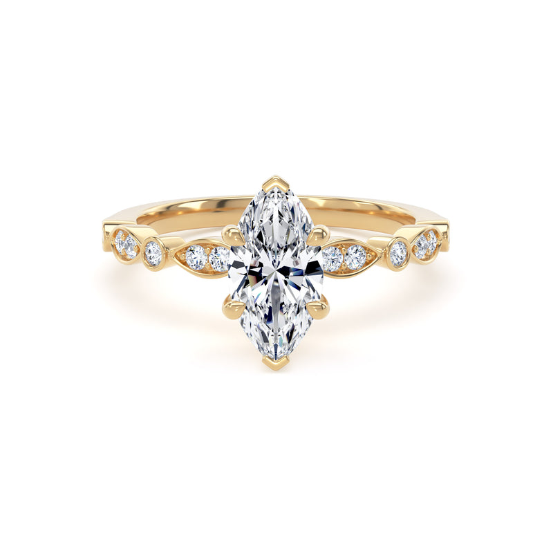 Star Marquise Cut Engagement Ring in 9ct Yellow Gold