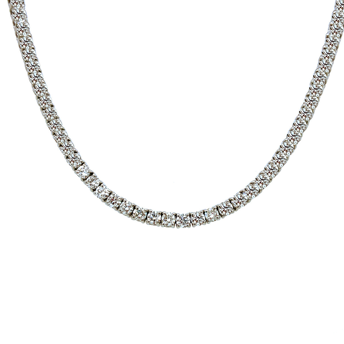18K White Gold Diamond Tennis Necklace