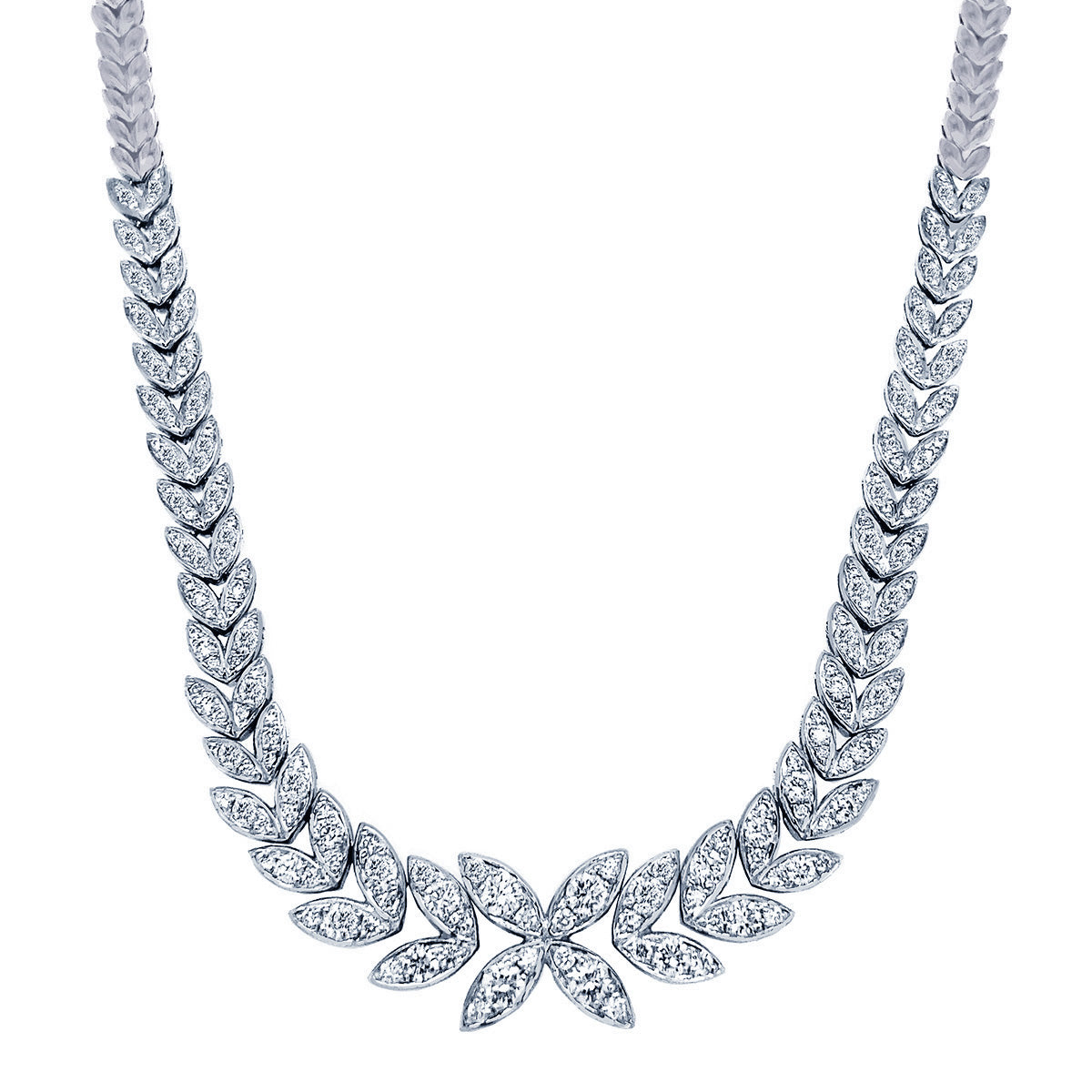 18K White Gold Barleycorn Diamond Necklace