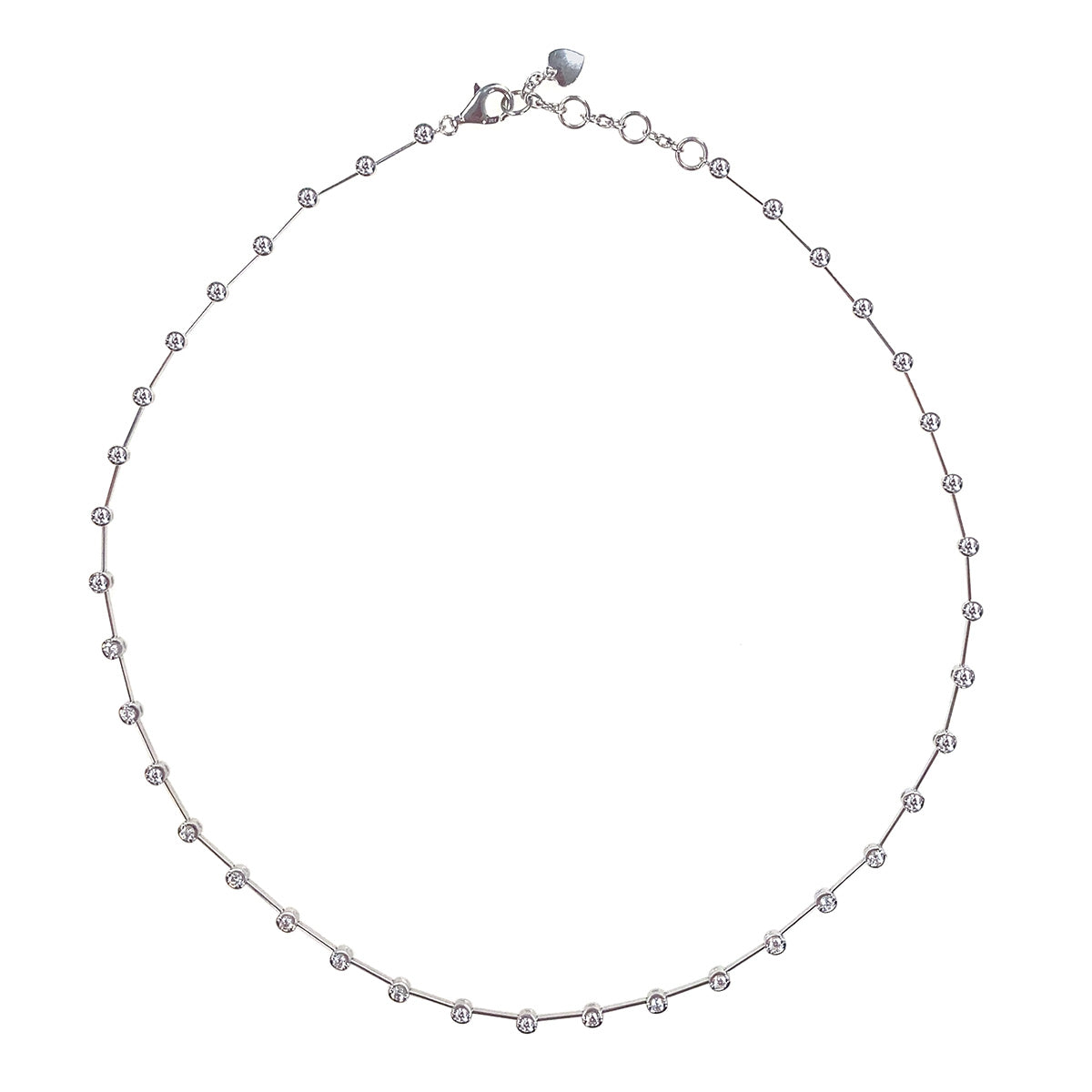 18K White Gold Bar & Bezel Set Diamond Necklace