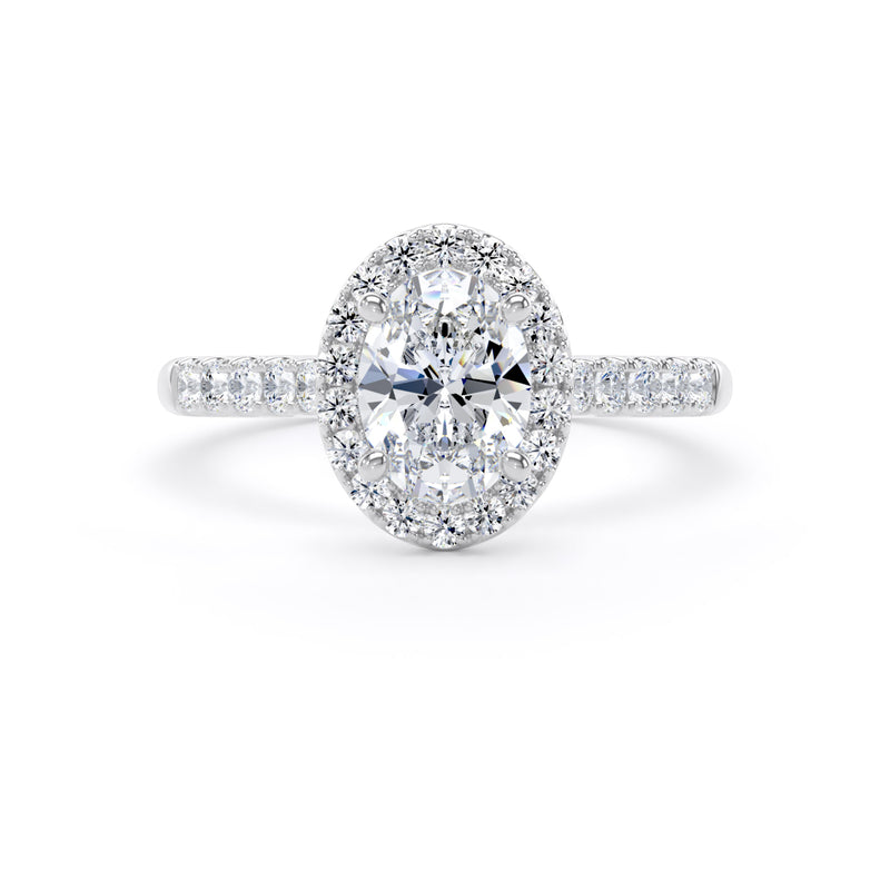 Nora Oval Cut Engagement Ring in 18ct White Gold
