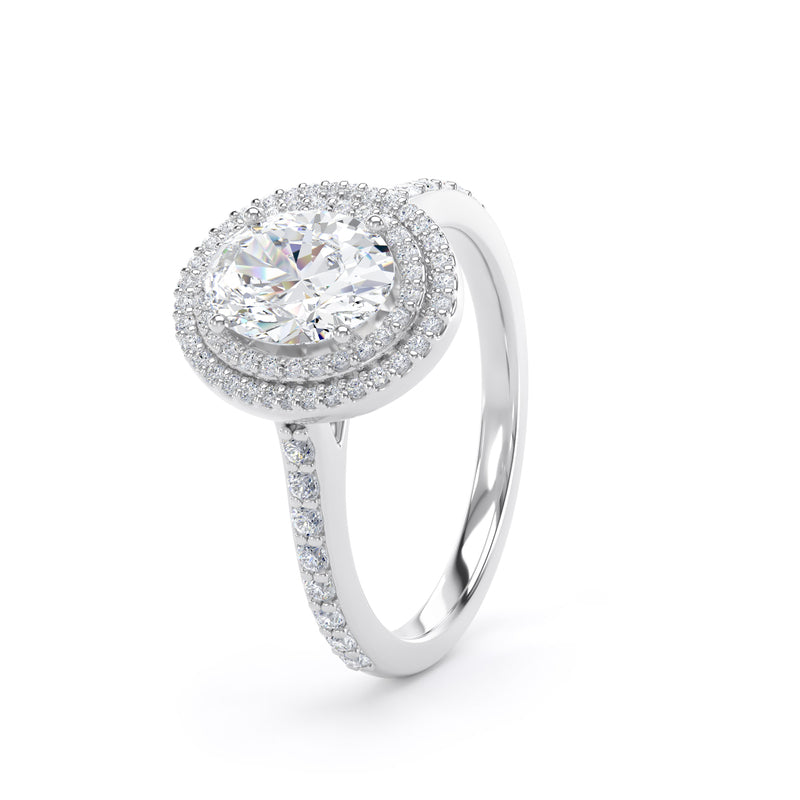 Nina Oval Cut Engagement Ring in 18ct White Gold