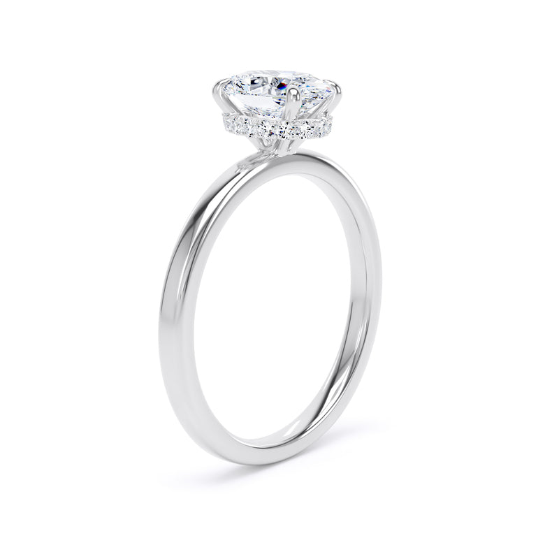 Mary Oval Cut Engagement Ring in 18ct White Gold