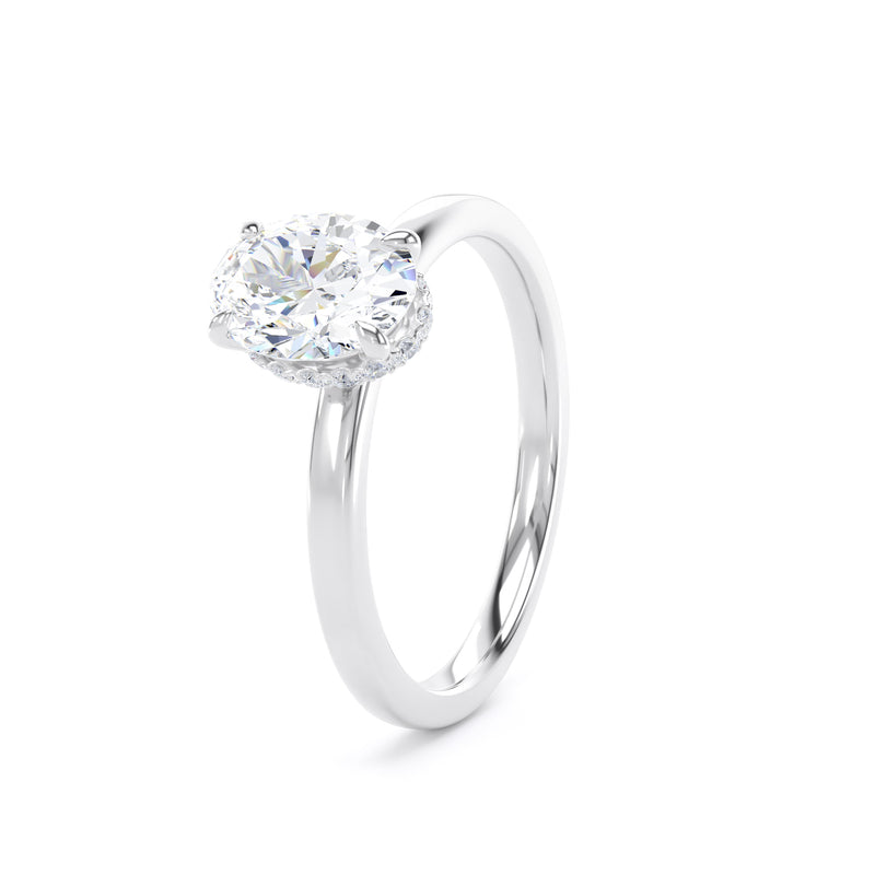 Mary Oval Cut Engagement Ring in 18ct White Gold