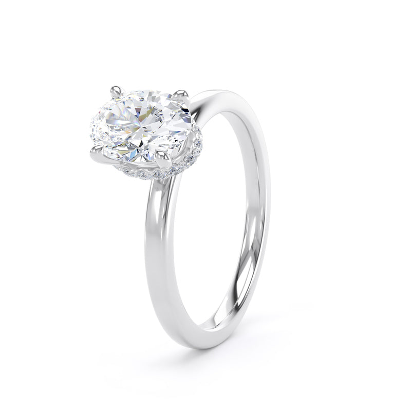 Marie Oval Cut Engagement Ring in 18ct White Gold