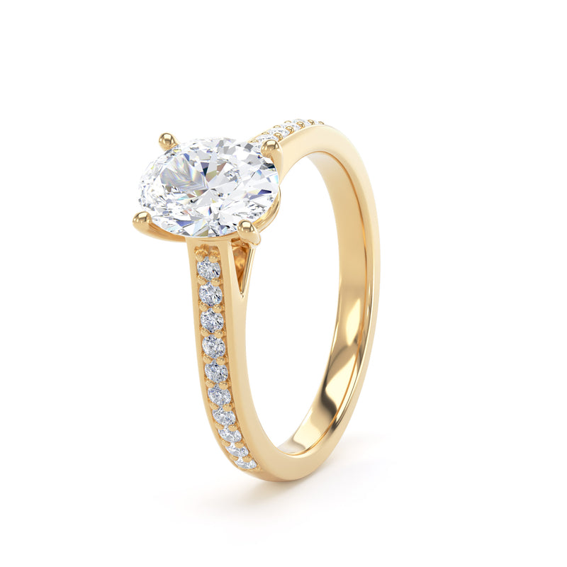 Mae Oval Cut Engagement Ring in 9ct Yellow Gold