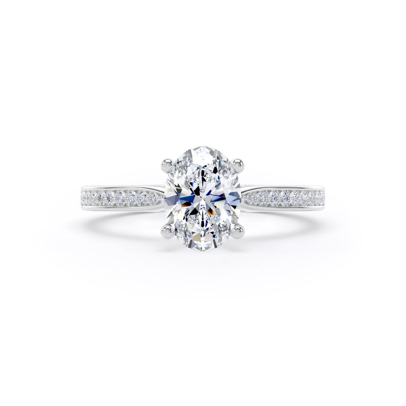 Lyra Oval Cut Engagement Ring in 18ct White Gold