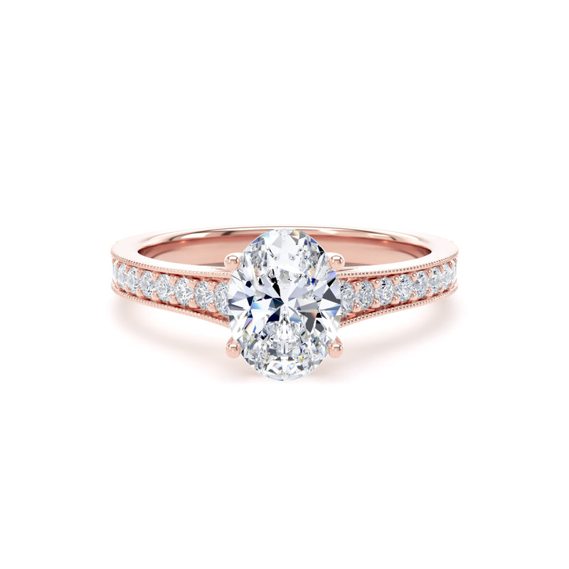 Luna Oval Cut Engagement Ring in 9ct Rose Gold