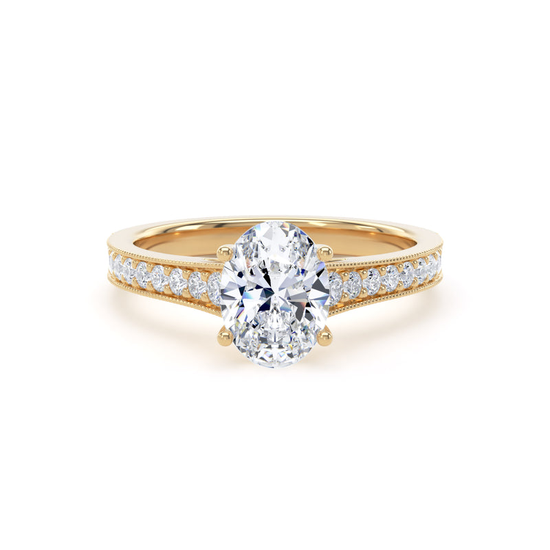 Luna Oval Cut Engagement Ring in 18ct Yellow Gold