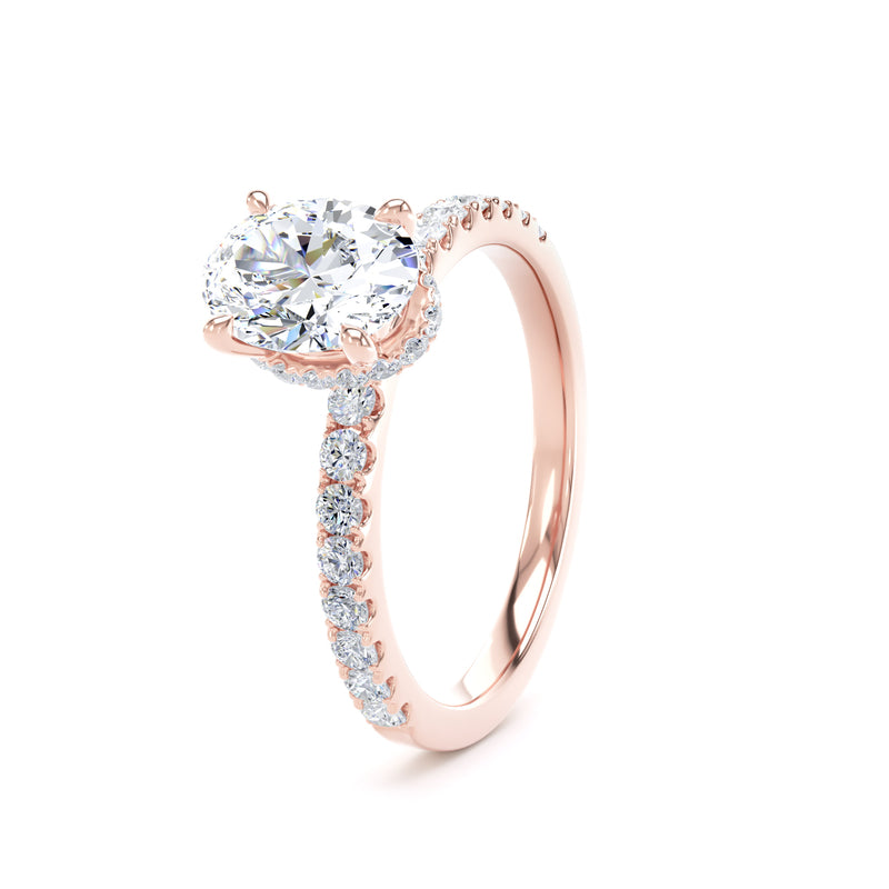 Lily Oval Cut Engagement Ring in 9ct Rose Gold