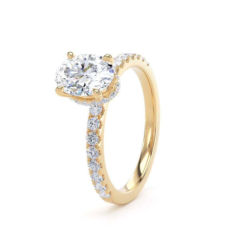 Lily Oval Cut Engagement Ring in 9ct Yellow Gold