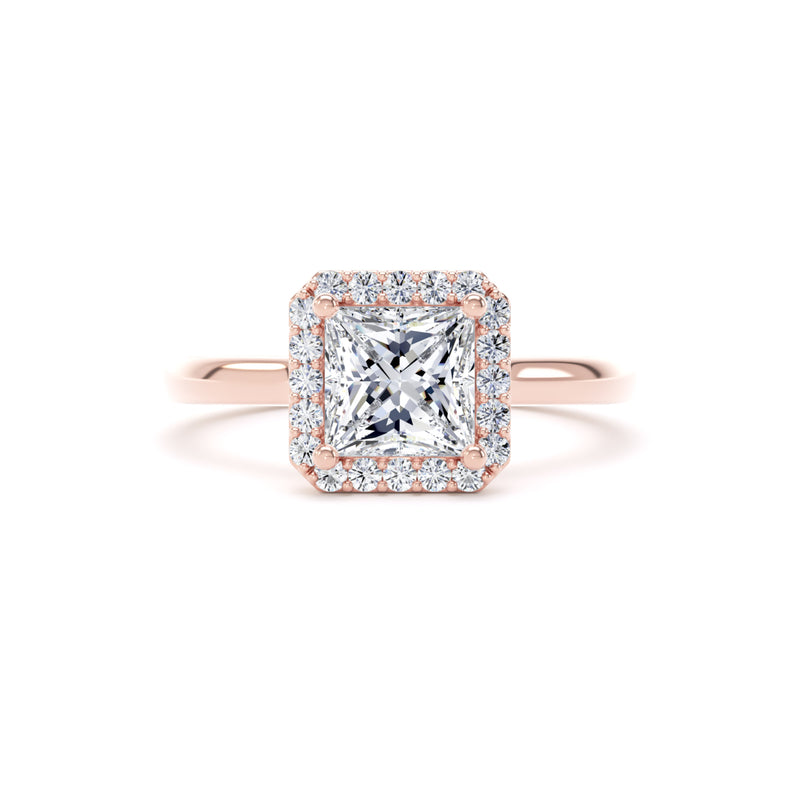 Kate Princess Cut Engagement Ring in 9ct Rose Gold
