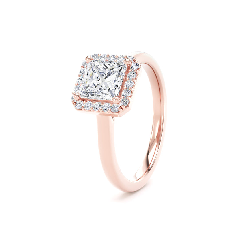 Kate Princess Cut Engagement Ring in 9ct Rose Gold