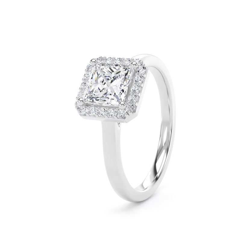 Kate Princess Cut Engagement Ring in 18ct White Gold