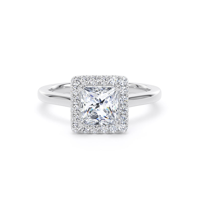 Kara Princess Cut Engagement Ring in 18ct White Gold