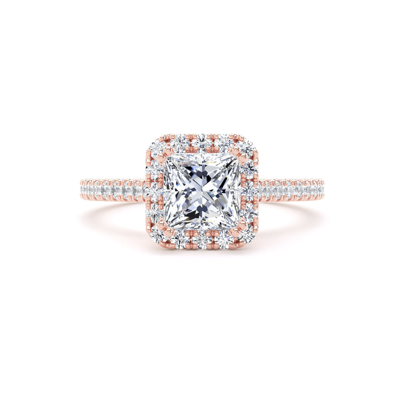 Joan Princess Cut Engagement Ring in 9ct Rose Gold