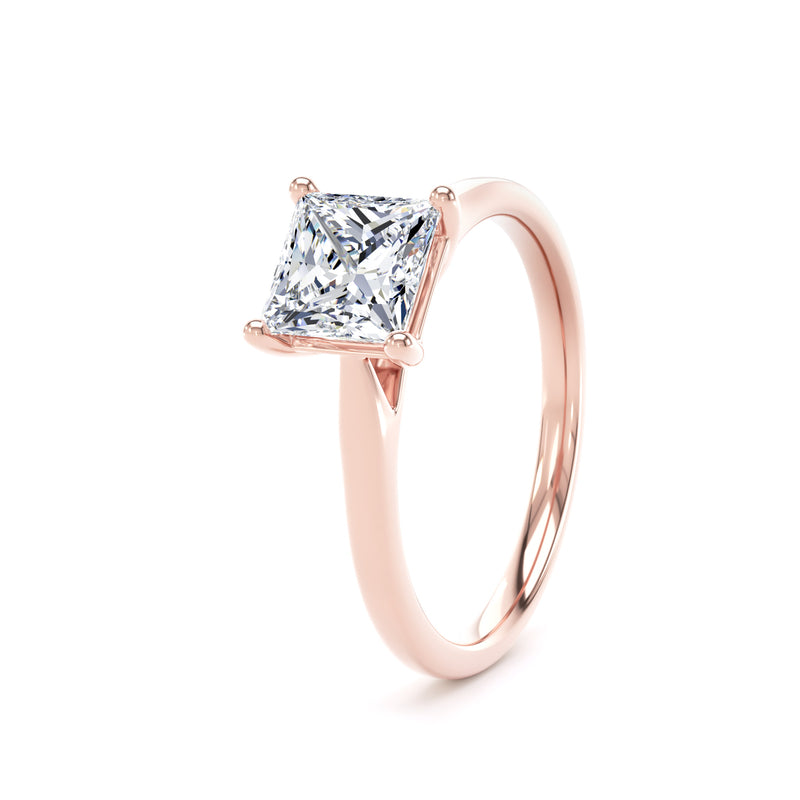 Jill Princess Cut Engagement Ring in 18ct Rose Gold