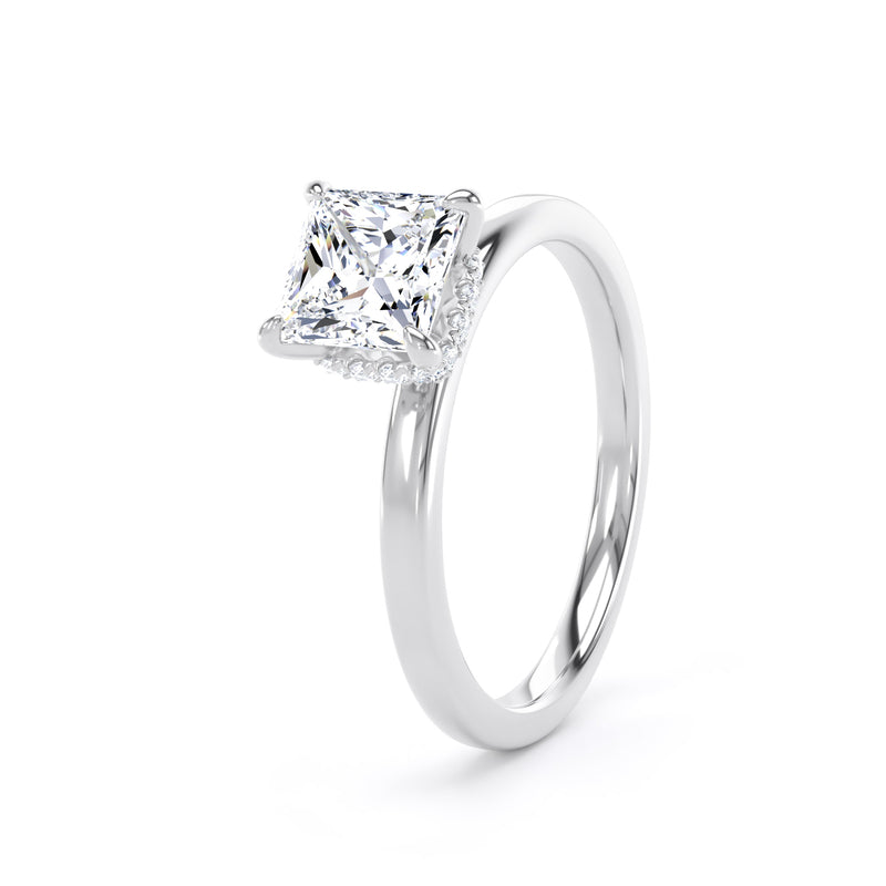 Jane Princess Cut Engagement Ring in 18ct White Gold